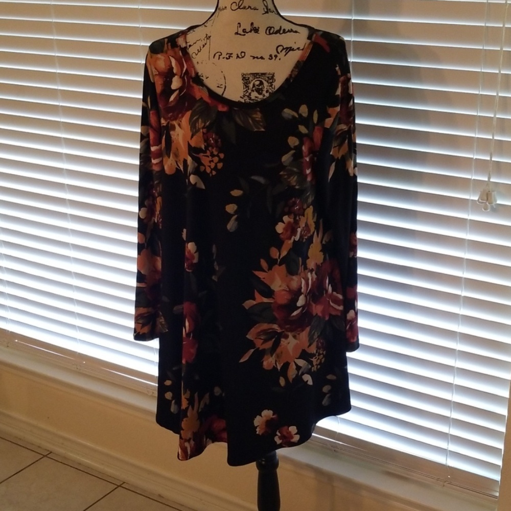 Womens black dress with floral design